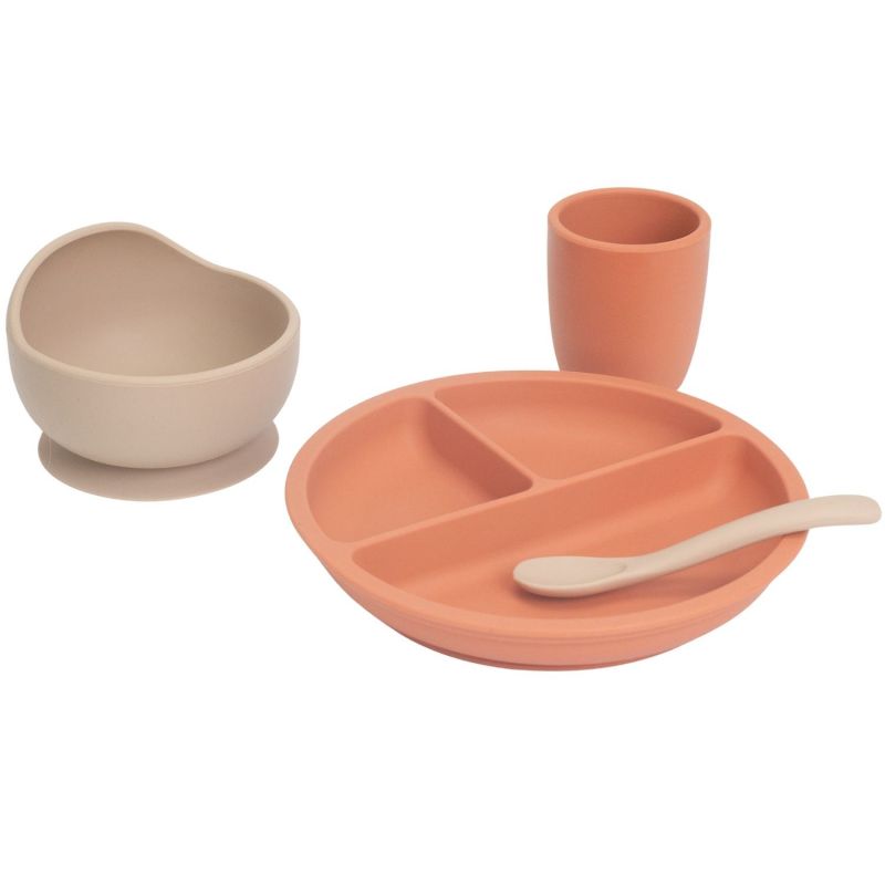 Coffret repas en silicone Terre de sienne-Sable (4 pièces) Trois Kilos Sept Ambiance 1