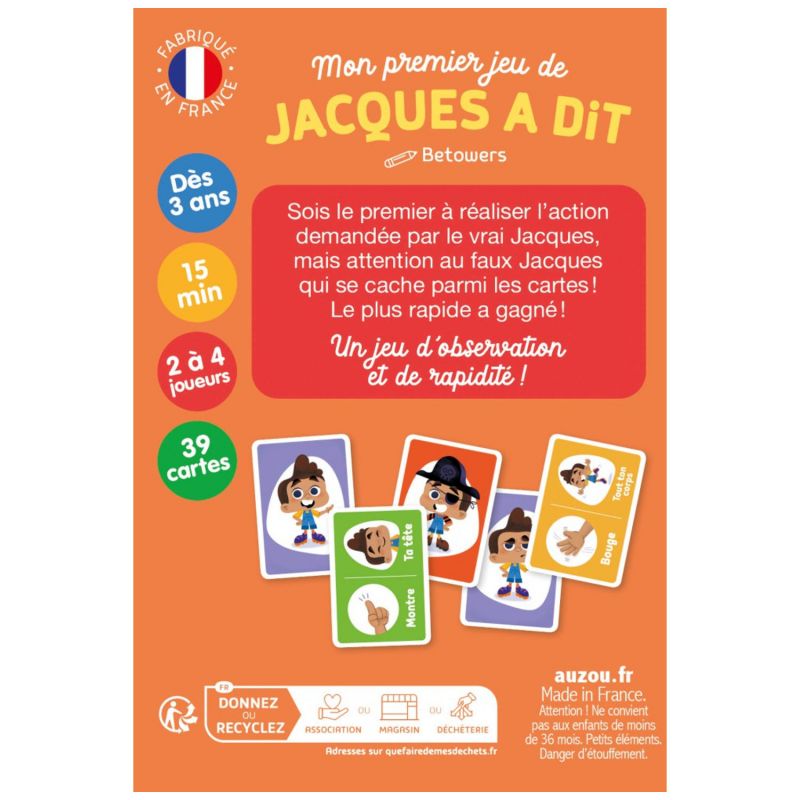 Mon premier jeu de cartes Jacques a dit Auzou Editions Produit 3