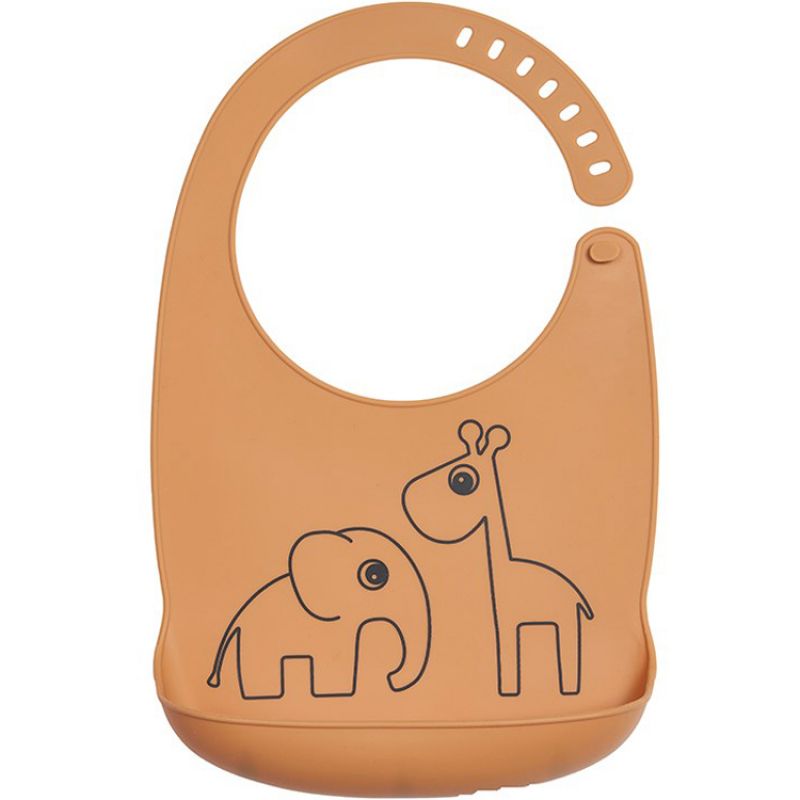 Bavoir silicone avec poche Deer friends orange Done by Deer