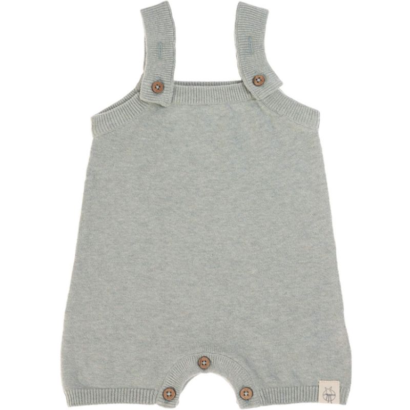 Combishort tricotée en coton bio GOTS gris-vert (0-2 mois) Lässig