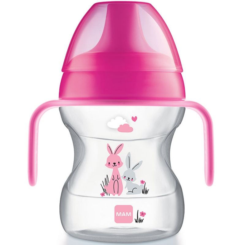 Tasse d'apprentissage avec anses lapin rose (190 ml) MAM