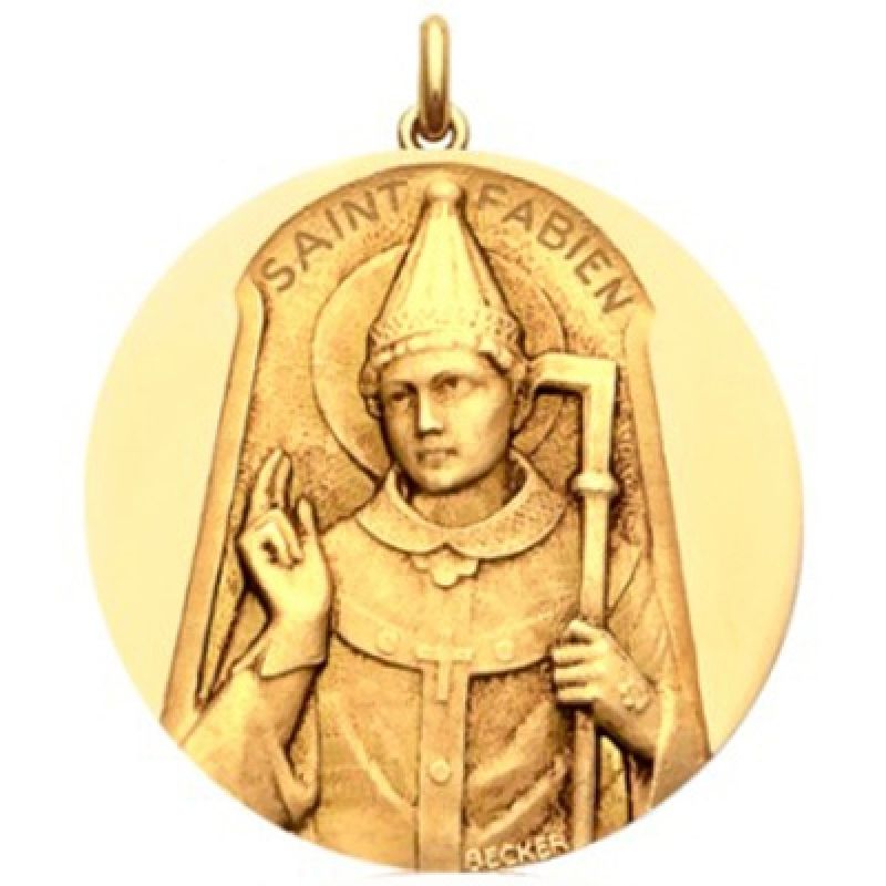 Médaille Saint Fabien (or jaune 750°) Becker
