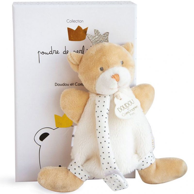 Coffret doudou attache sucette Ours petit roi Poudre de Perlidoudou Doudou et Compagnie