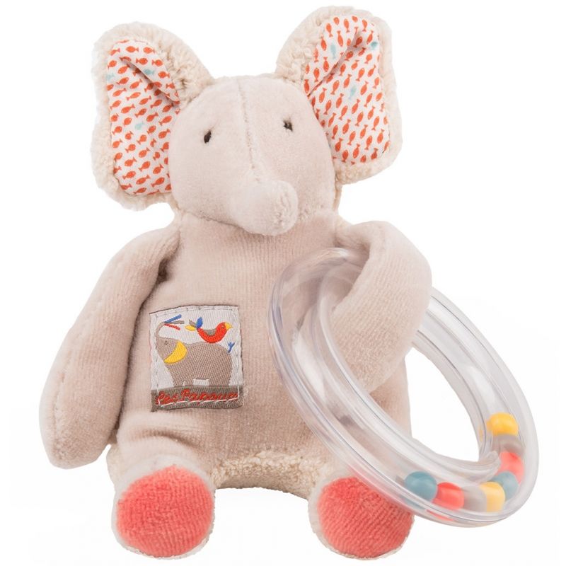 Hochet anneau billes éléphant Les Papoum (15 cm) Moulin Roty