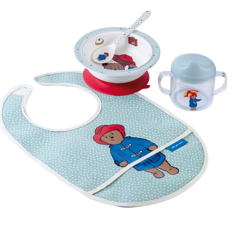 Coffret repas Paddington avec bavoir plastifié (4 pièces) Petit Jour Paris