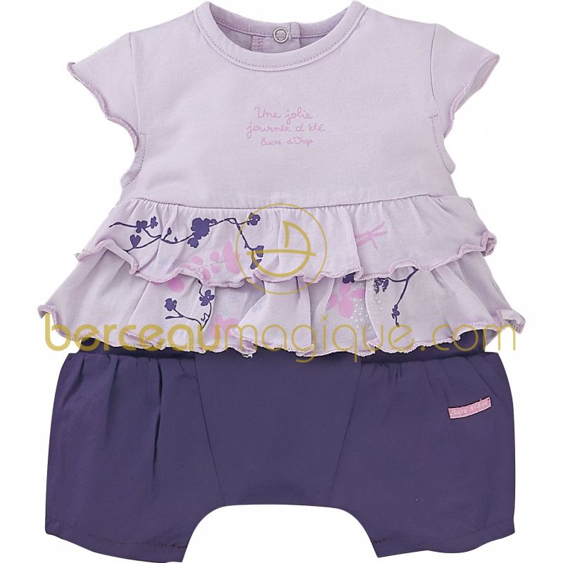 Ensemble court T-shirt + short Bouquet d'été (1 mois au 12 mois) Sucre d'orge