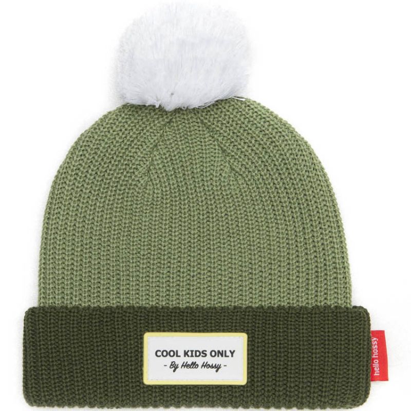 Bonnet Block Kaki avec pompon (9-18 mois) Hello Hossy