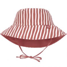 Chapeau anti-UV réversible rayé rouge (9-12 mois)