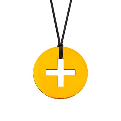 Collier cordon médaille Signes Croix Latine 16 mm (or jaune 750°) Maison La Couronne