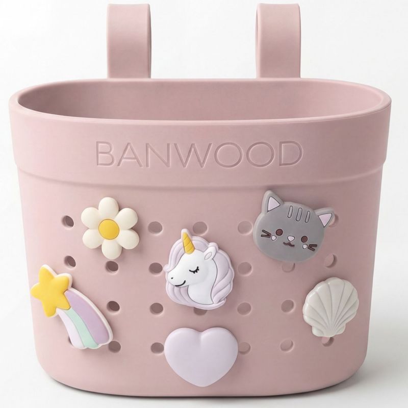 Panier de vélo à personnaliser Pin and Ride Rose poudré Banwood Produit 3