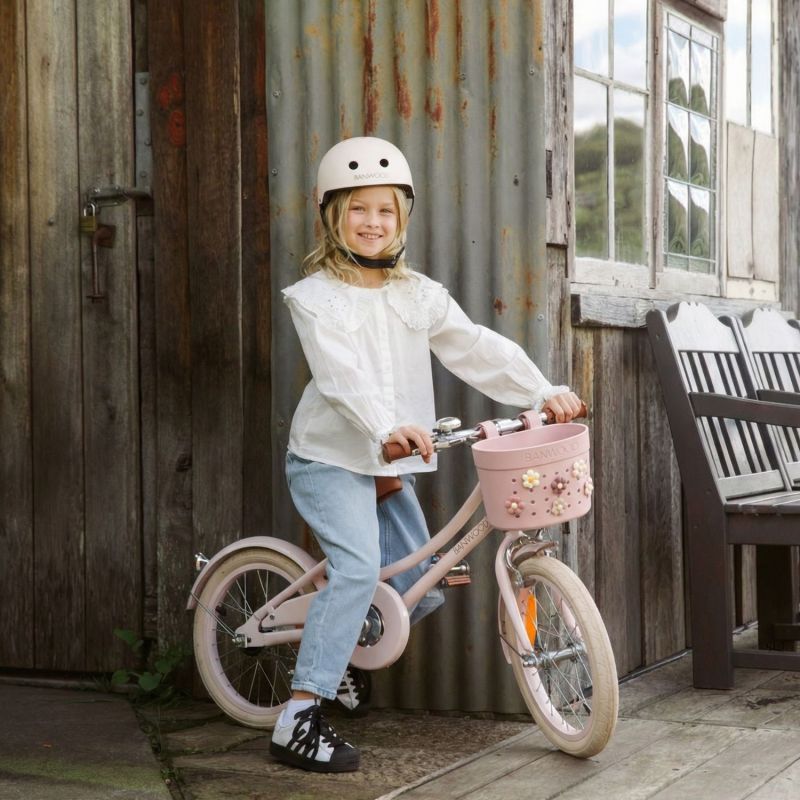 Panier de vélo à personnaliser Pin and Ride Rose poudré Banwood Ambiance 5