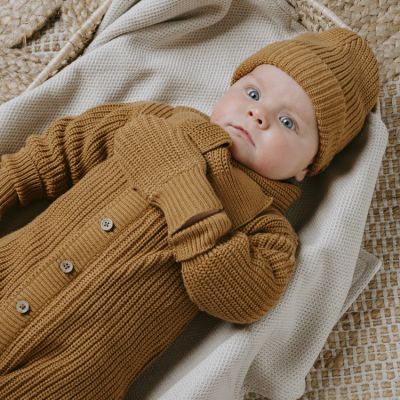 Moufles bébé en teddy coton bio Soul caramel (0-6 mois)