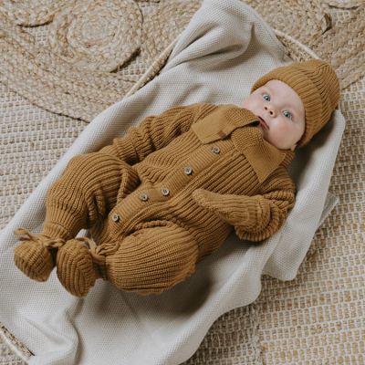 Moufles bébé en teddy coton bio Soul caramel (0-6 mois)