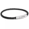 Bracelet papa tressé cuir Noir (personnalisable) Petits trésors Produit 1