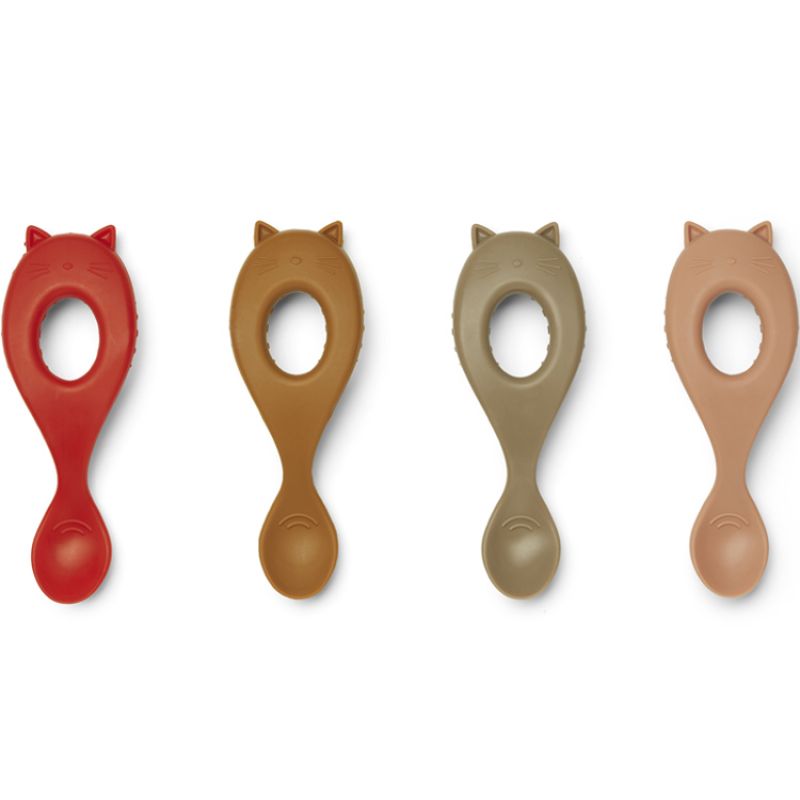 Lot de 4 cuillères en silicone chat Liva Multi mix Liewood