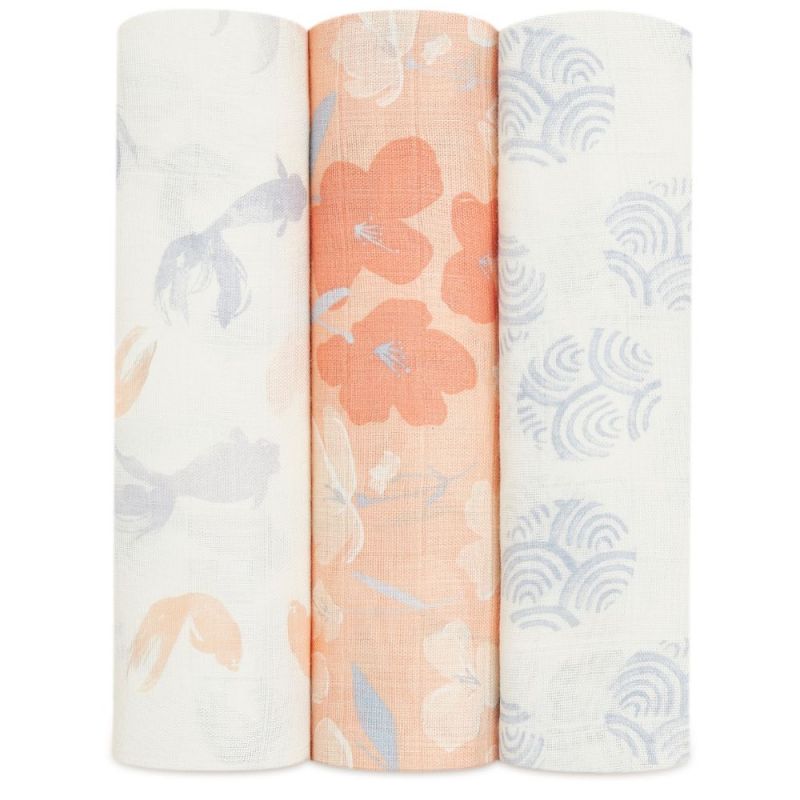 Lot de 3 maxi langes en coton Silky soft Koi Pond (120 x 120 cm) aden + anais