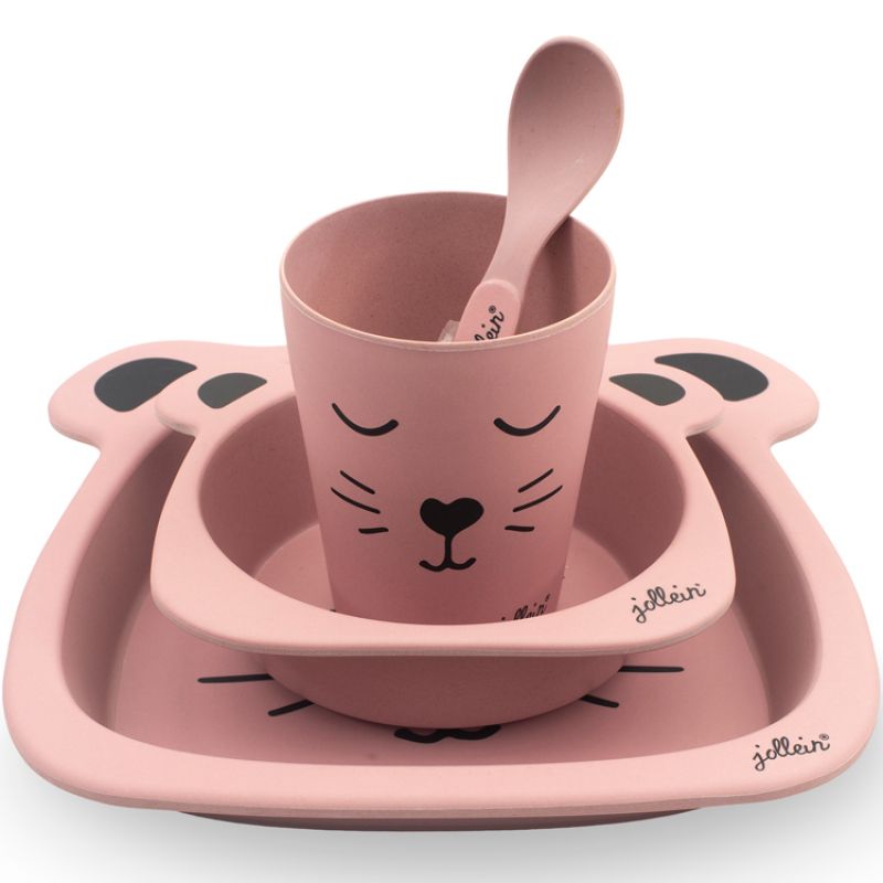 Coffret repas en bambou panthère rose (4 pièces) Jollein