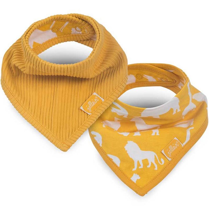 Lot de 2 bavoirs bandana Safari jaune Jollein
