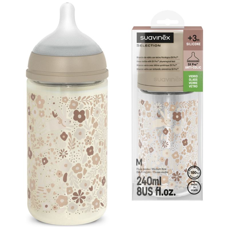 Biberon verre tétine SXPro M Wonderland Liberty beige (240 ml) Suavinex Produit 7
