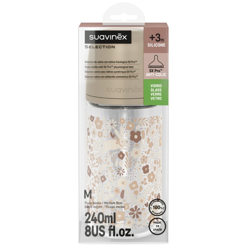 Biberon verre tétine SXPro M Wonderland Liberty beige (240 ml) Suavinex Produit 8