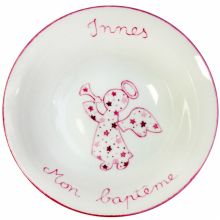Coupelle en porcelaine Ange rose étoile personnalisable  par Laetitia Socirat