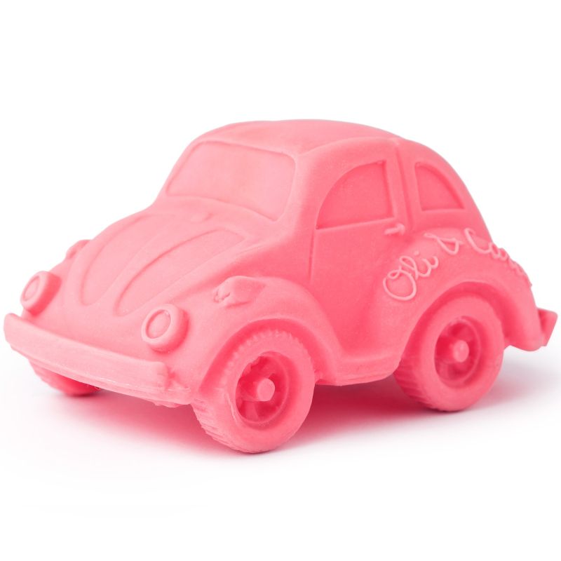 Petite voiture Coccinelle latex d'hévéa rose  Oli & Carol