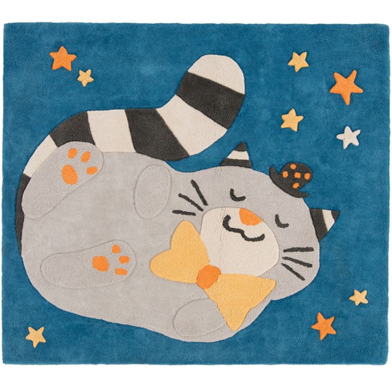 Tapis rectangulaire chat Fernand Les Moustaches (110 x 98 cm) Moulin Roty