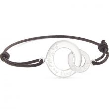 Bracelet maman sur cordon Anneaux entrelacés personnalisable (argent 925°)  par Merci Maman