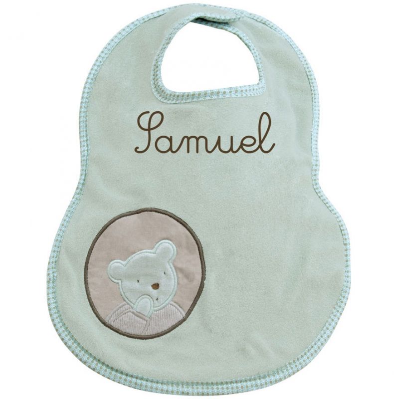 Bavoir Céladon personnalisable Basile et Lola (39cm) Moulin Roty
