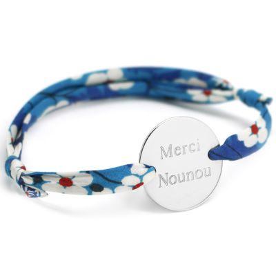 Bracelet cordon liberty Family avec fermoir personnalisable (argent 925°) Petits trésors