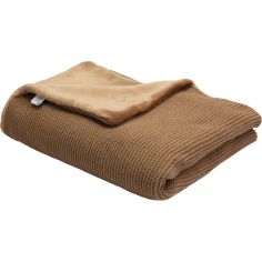 Couverture en tricot et flanelle Camel (75 x 100 cm) - Trois Kilos Sept