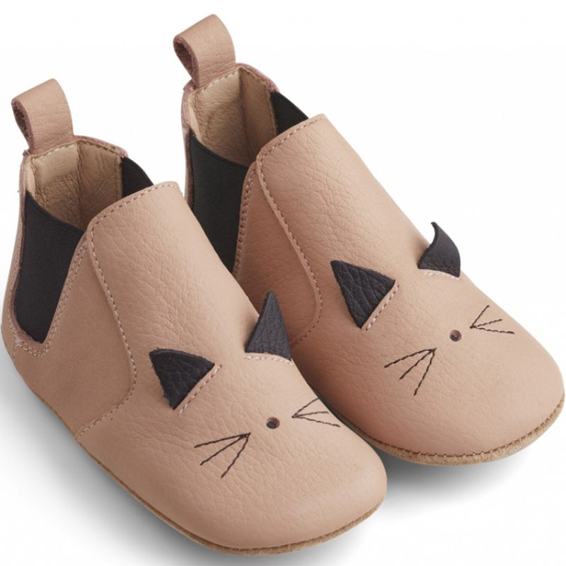 Chaussons bébé en cuir Edith Cat rose (pointure 21) Liewood