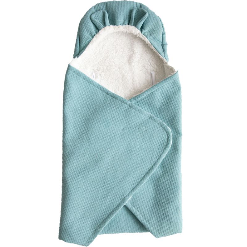 Couverture nomade fluffy bleu Nil (120 x 120 cm) Domiva