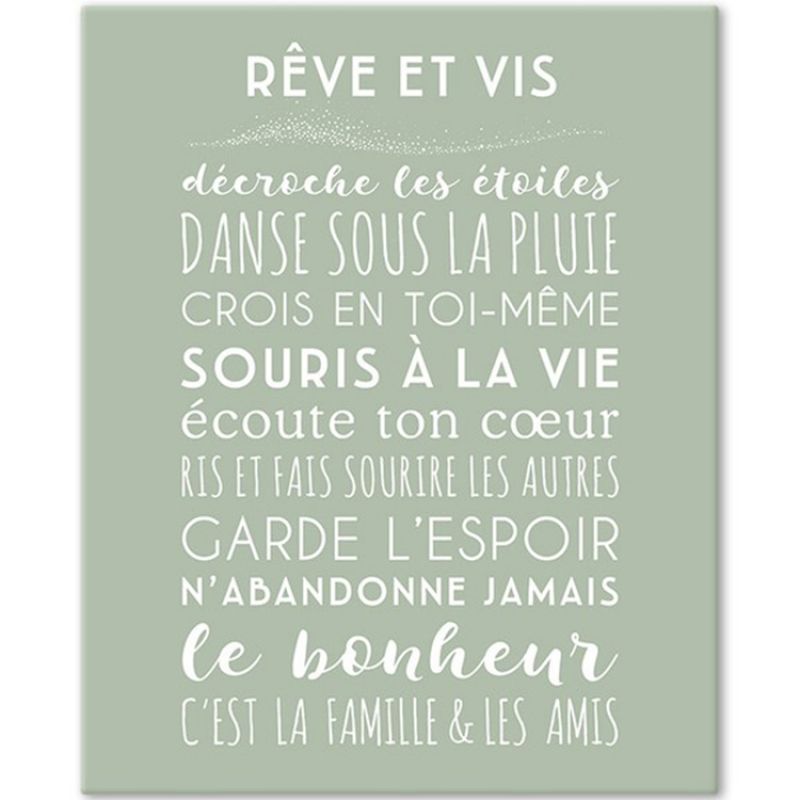 Tableau Rêve et Vis vert amande (33 x 41 cm) Mes Mots Déco