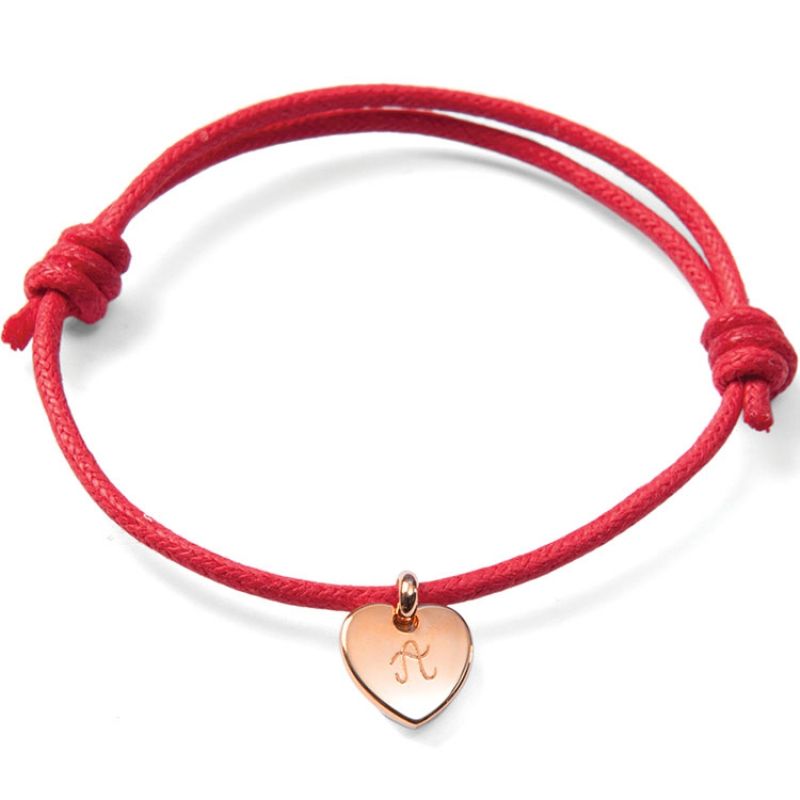 Bracelet Initiales avec coeur personnalisable (plaqué or) Merci Maman