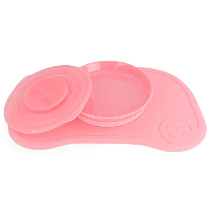 Plateau Click Mat + assiette rose pastel Twistshake