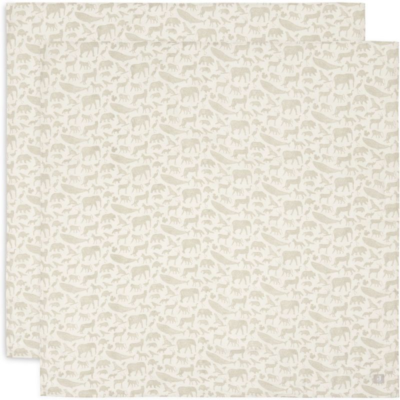 Lot de 2 maxi langes en gaze de coton Animals Nougat (115 x 115 cm) Jollein Produit 1 grande taille