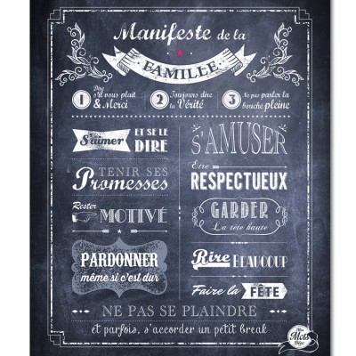 Affiche à encadrer Manifeste de la Famille gris ardoise (40 x 50 cm) Mes Mots Déco