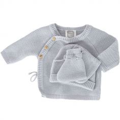 Lot brassière, bonnet et chaussons Gris (0-1 mois) - Trois Kilos Sept