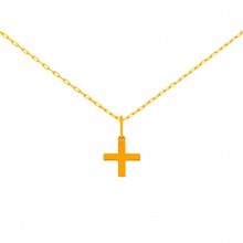 Collier chaîne 40 cm pendentif Mini Breloque Croix Latine 10 mm (or jaune 750°)  par Maison La Couronne