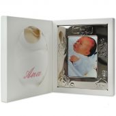 Coffret de naissance cadre + bavoir rose (personnalisable)