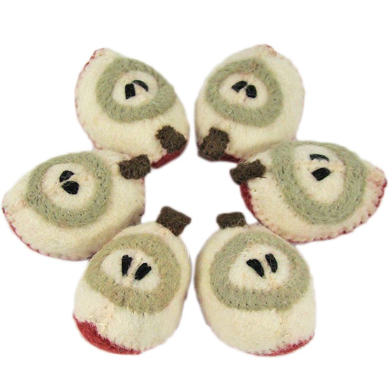 Lot de 6 quartiers de pomme en feutrine Papoose