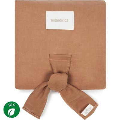 Tapis à langer waterproof Lin français noisette  par Nobodinoz