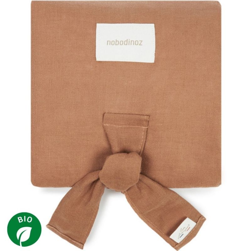 Tapis à langer waterproof Lin français noisette Nobodinoz