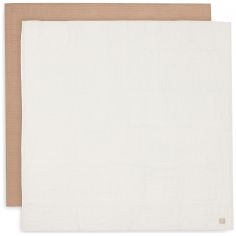 Lot de 2 maxi-langes en coton Biscuit-Ivory (115 x 115 cm) - Jollein