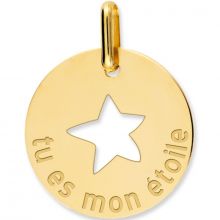 Médaille tu es mon étoile personnalisable (or jaune 750°)  par Lucas Lucor