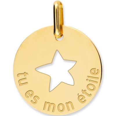 Médaille tu es mon étoile personnalisable (or jaune 750°) Lucas Lucor