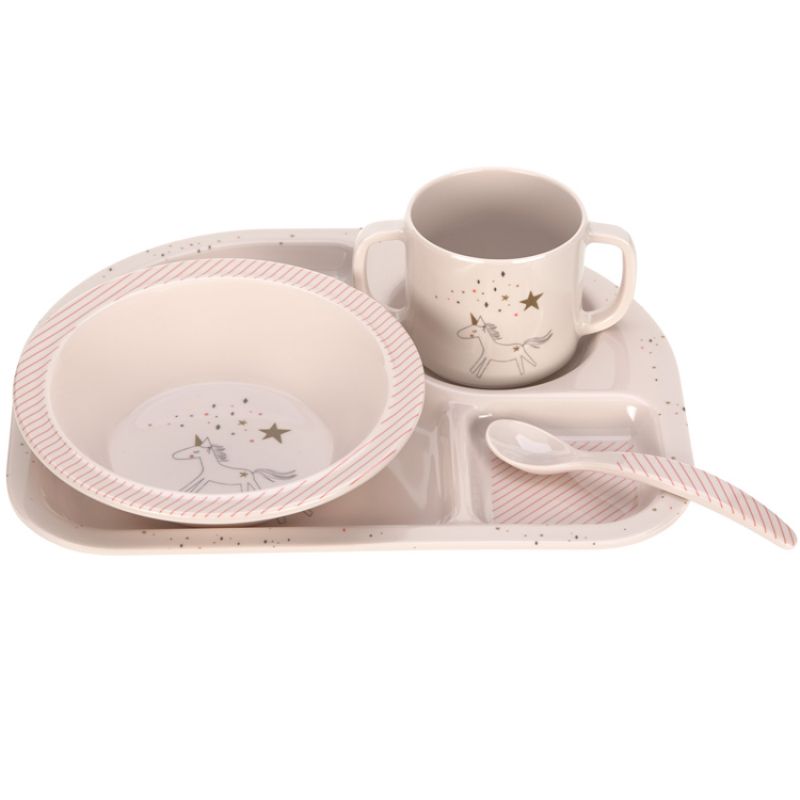Coffret repas mélamine More Magic Licorne (4 pièces) Lässig