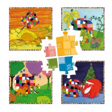 Coffret 4 puzzles Elmer (4, 6, 9, 12 pièces)  par Petit Jour Paris