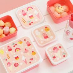 Lot de 4 boîtes à goûter Crème Glacée